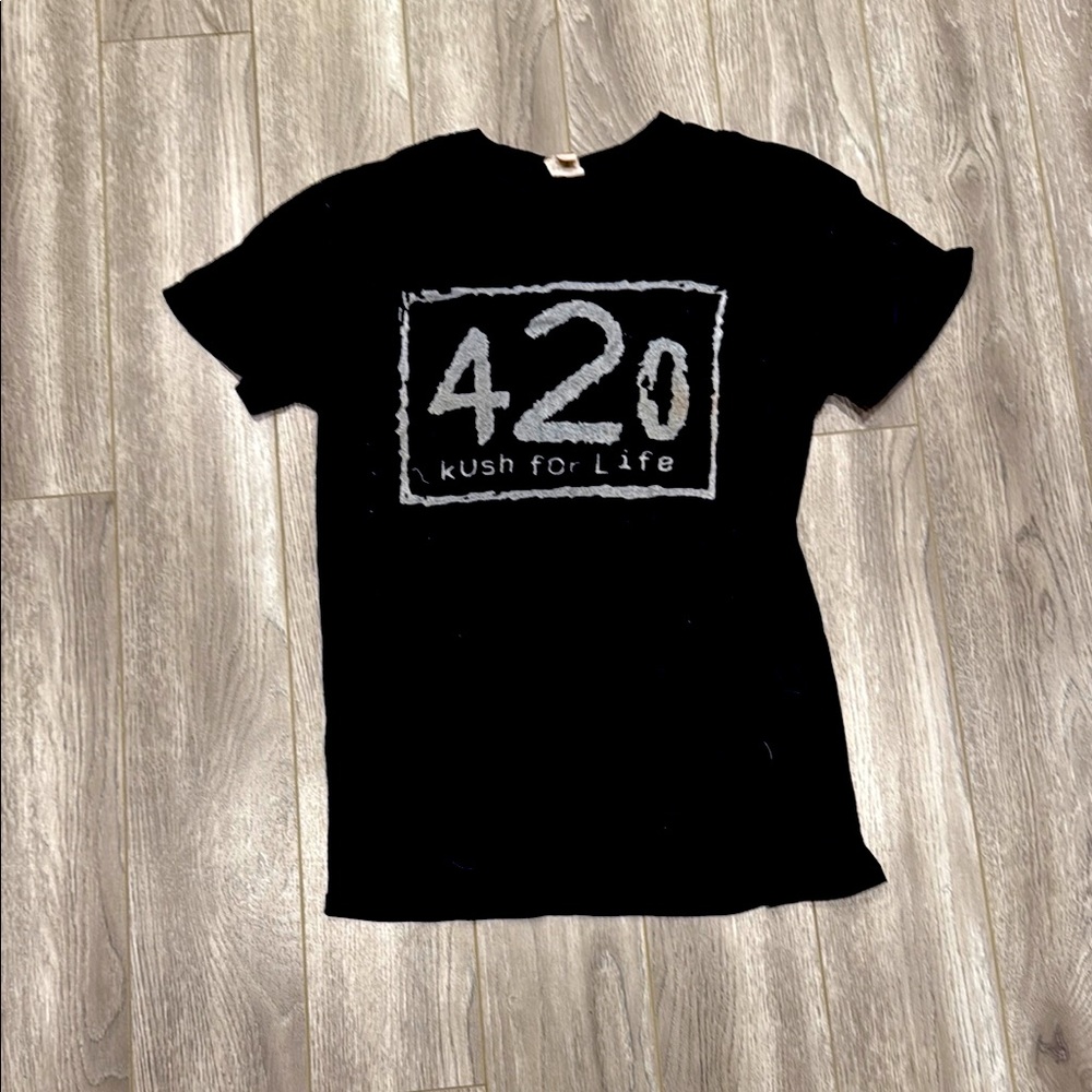 Black Graphic T-Shirt with 420 Design